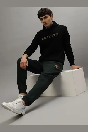 ICONIC Men Typography Printed Hood Cotton Pullover Sweatshirt