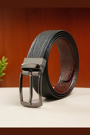 Teakwood Leathers Men Textured Leather Reversible Formal Belt