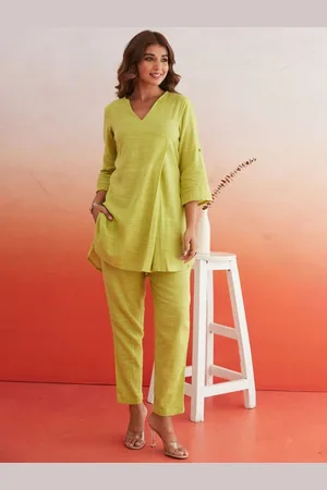 AUTUMN LANE V-Neck Pure Cotton Tunic With Trouser