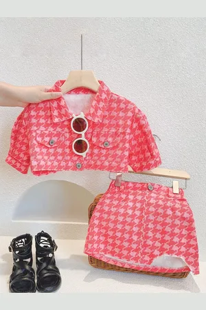 Googo Gaaga Girls Geometric Printed Top With Skirt