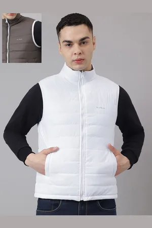 Richlook Men Mock Collar Solid Cotton Casual Gilet Jacket