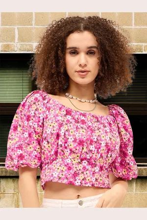 DressBerry Women Floral Print Cotton Crop Top