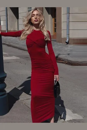 LULU & SKY Women Round Neck Bodycon Maxi Dress