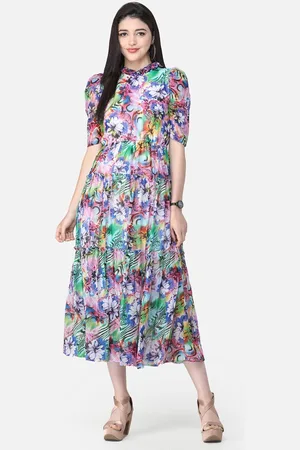BAESD Women Floral Printed Fit & Flare Midi Dress