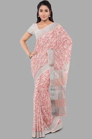 The Chennai Silks Floral Linen Blend Fusion Bhagalpuri Saree