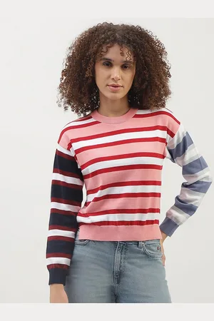 Benetton Striped Round Neck Cotton Pullover
