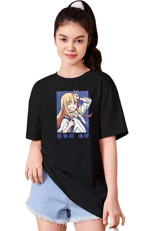 BAESD Girls Typography Printed Drop-Shoulder Sleeves T-shirt