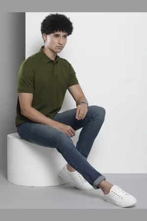 Tommy Hilfiger Men Green Brand Logo Polo Collar T-shirt