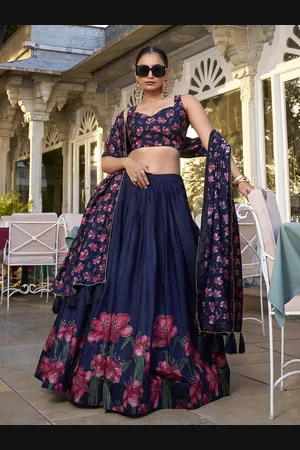 LOOKNBOOK ART Printed Ready to Wear Lehenga & Unstitched Blouse With Dupatta