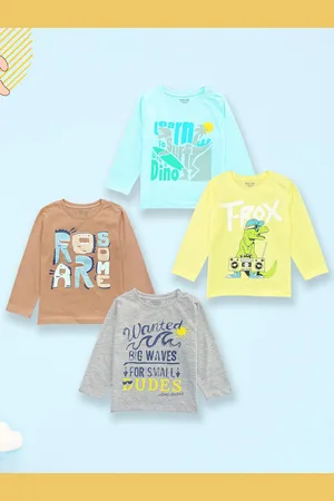 Miss & Chief Unisex Kids Regular Fit Pack Of 4 Graphic Printed Round Neck Cotton T-shirts