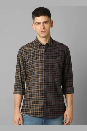 Louis Philippe Men Spread Collar Tartan Checked Cotton Slim Fit Casual Shirt