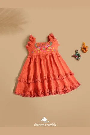 Cherry Crumble Girls Cotton Fit & Flare Dress
