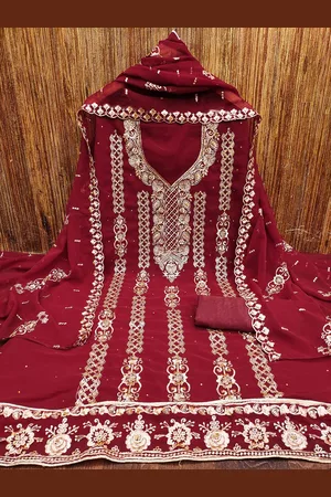 Lilots Ethnic Motifs Printed Beads And Stones Unstitched Dress Material