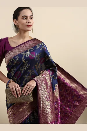 Lilots Ethnic Motifs Woven Design Banarasi Saree with Blouse Piece