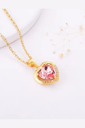 GIVA 925 Sterling Silver Gold-Plated CZ Studded Pendant With Chain