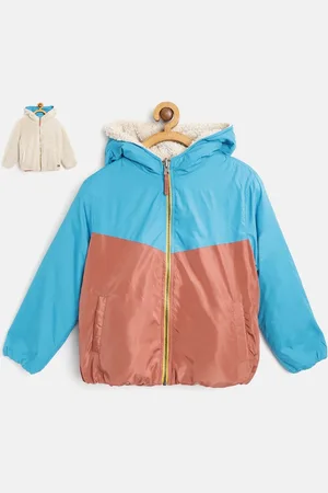 Cherry Crumble Boys Blue & Orange Colourblocked Reversible Jacket