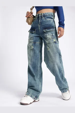 DressBerry Women Street Savvy Relaxed Fit Ripped Cargo Jeans