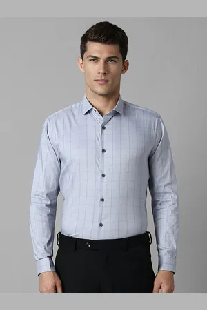 Louis Philippe Men Super Spread Collar Checked Cotton Slim Fit Formal Shirt