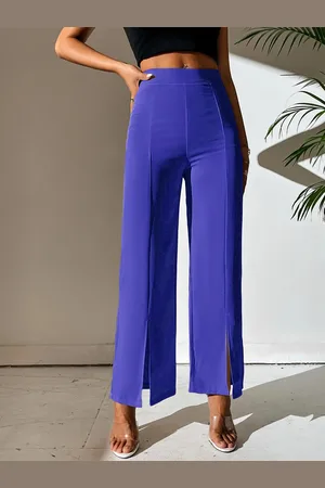 BAESD Women Relaxed Straight Leg High-Rise Wrinkle Free Trousers