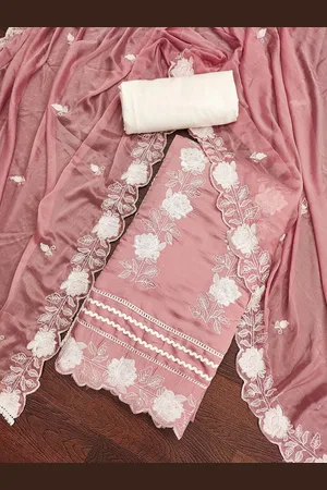 Lilots Floral Embroidered Unstitched Dress Material