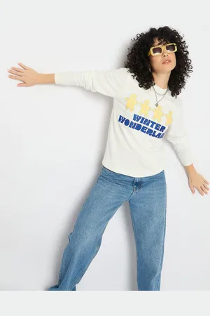 Mast & Harbour Women Typography Printed Pure Cotton Sweatshirt