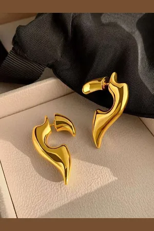ZIVOM 18KT Gold-Plated Anti Tarnish Emerald Contemporary Drop Earrings