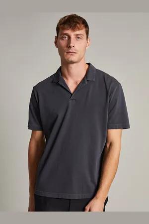 Matinique Men Navy Blue Polo Collar Cotton T-shirt