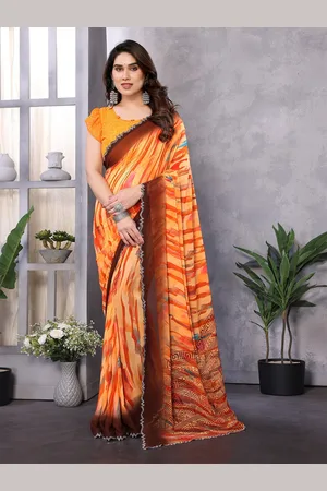 Moda Rapido Tie and Dye Beads and Stones Pure Georgette Saree