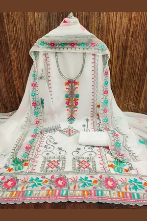 Lilots Floral Embroidered Sequinned Unstitched Dress Material