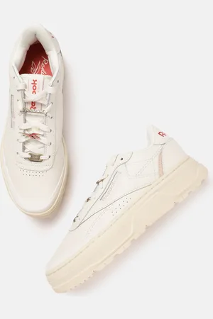 Reebok Women Off-White Club C Double GEO Leather Perforated Sneakers with Charms