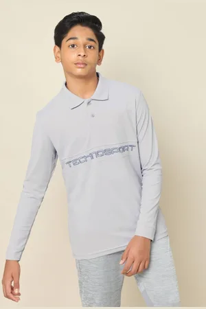 TECHNOSPORT Boys Typography Printed Polo Collar Pockets Slim Fit T-shirt
