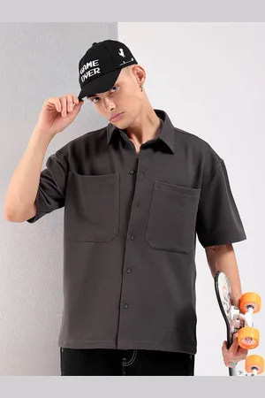 The Indian Garage Co . Boxy Spread Collar Knitted Casual Shirt