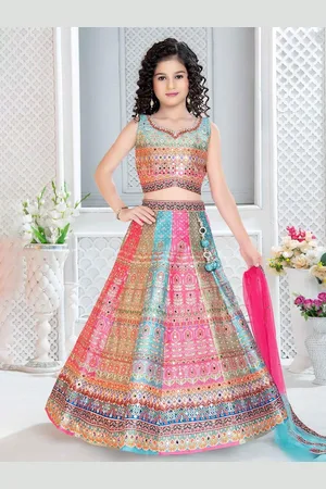 BAESD Girls Printed Sequinned Ready to Wear Lehenga & Blouse With Dupatta