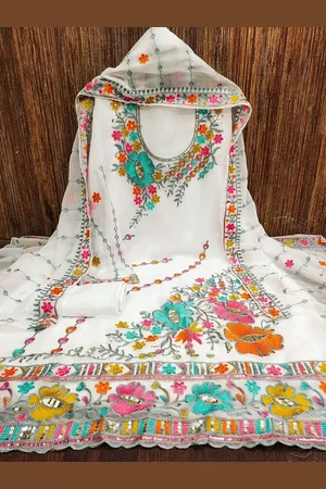Lilots Floral Embroidered Unstitched Dress Material