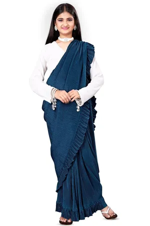 Dhyey Fashion Girls Striped Ready to Wear Saree