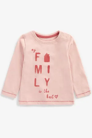 Mothercare Girls Pink Typography Printed Pure Cotton T-shirt