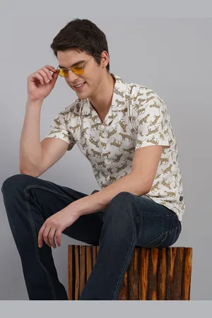 Rigo Men White Relaxed Abstract Printed Casual Shirt