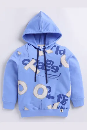 Ginie Boys Typography Printed Hooded Sweatshirt