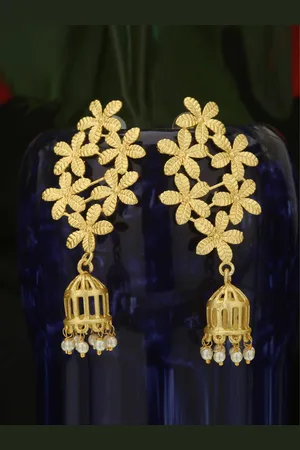 Celebravo Brass-Plated Dome Shaped Jhumkas