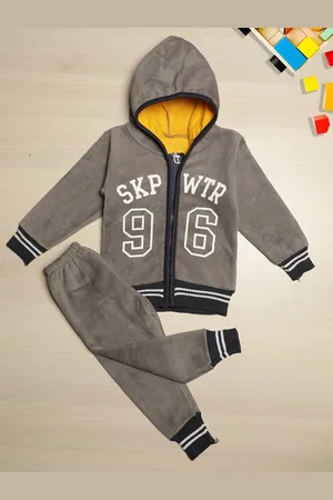 PASSION PETALS Boys Grey Printed Hooded Track Suit