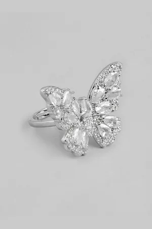 DressBerry Women Stone Studded Butterfly-Shaped Adjustable Finger Ring