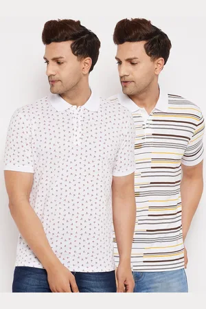 WILD WEST Men White 2 Printed Polo Collar T-shirt