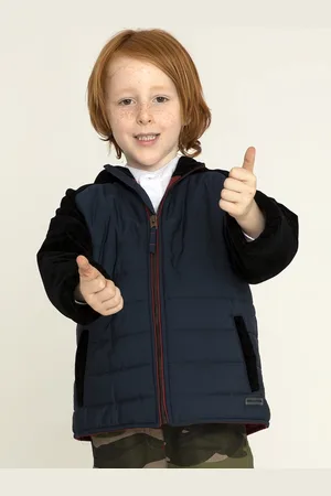 Cherry Crumble Kids Navy & Black Hooded Padded Jacket