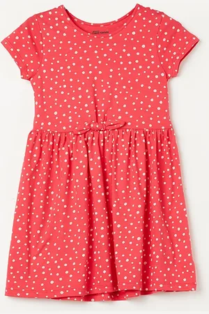 Lifestyle Girls Polka Dots Printed Cotton Flared Fit & Flare Dress