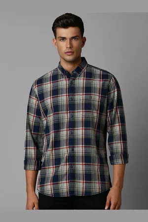 Louis Philippe Button Down Collar Long Sleeves Slim Fit Checked Casual Shirt