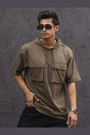 Powerlook Men Hood Pocket Detailing Oversized T-shirt