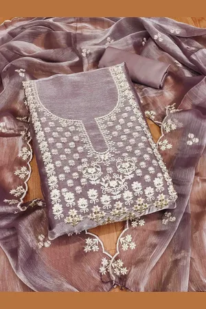 KIMISHA Embroidered Silk Chiffon Unstitched Dress Material