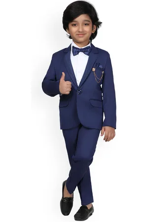 DKGF FASHION Boys Solid Single-Breasted Regular Fit 4 Piece Suits