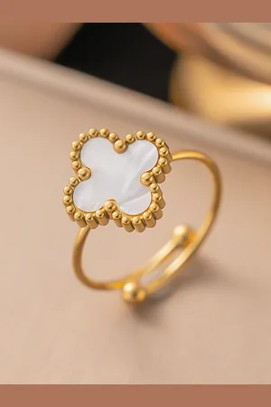 Myki Fascinating Stainless Steel Gold-Plated Adjustable Finger Ring