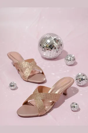 Inc 5 Embellished Open Toe Criss-Cross Kitten Heels